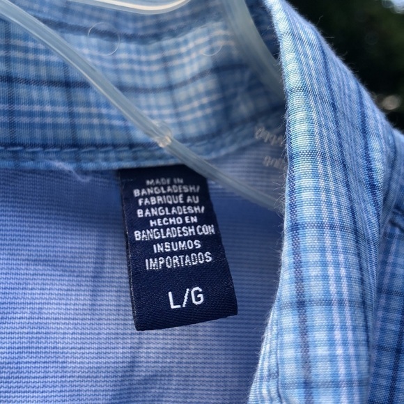 Izod L long sleeve Button Down shirt Large Blue Windowpane Cotton Blend EUC - Picture 3 of 12